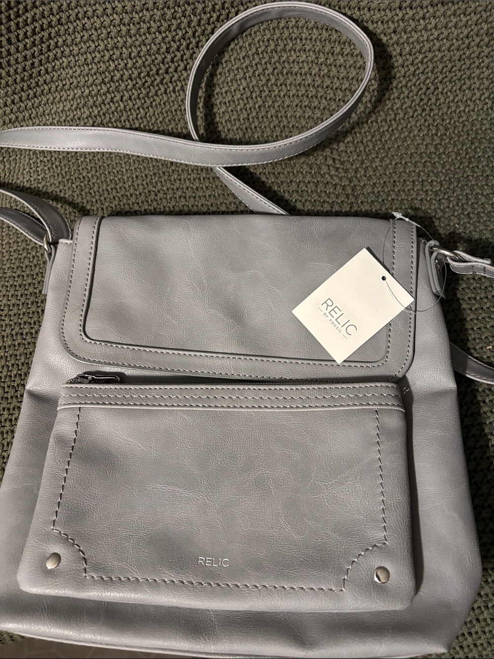Relic by fossil gray faux leather crossbody bag
